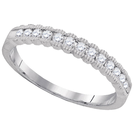 10k White Gold Womens Round Diamond Single Row Band Ring 1/4 Cttw