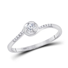  10k White Gold Womens Round Diamond Solitaire Promise Ring 1/10 Cttw