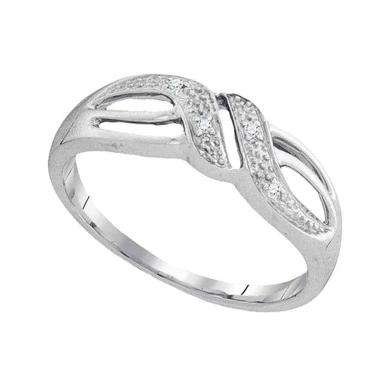 10k White Gold Womens Round Diamond Band Ring .02 Cttw
