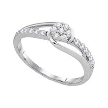  10k White Gold Womens Round Diamond Flower Cluster Slender Ring 1/4 Cttw
