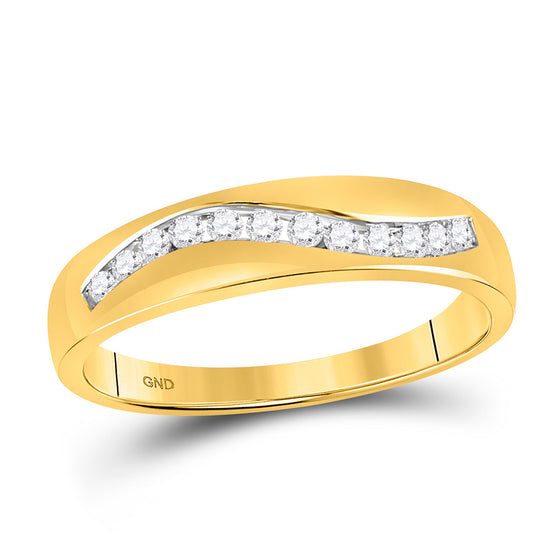 10k Yellow Gold Mens Round Diamond Wedding Band Ring 1/4 Cttw