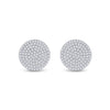 10k Yellow Gold Womens Round Diamond Circle Cluster Earrings 1/3 Cttw