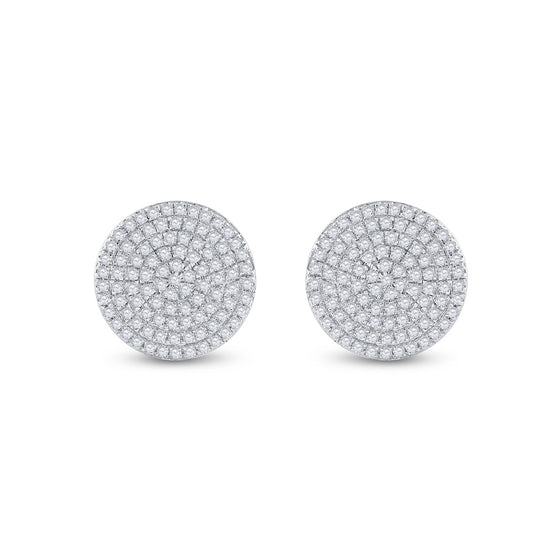 10k Yellow Gold Womens Round Diamond Circle Cluster Earrings 1/3 Cttw