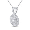 14k White Gold Womens Round Diamond Concentric Circle Frame Cluster Pendant 1/3 Cttw