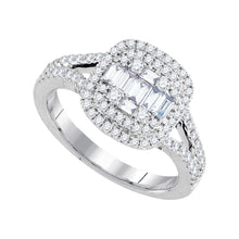  18kt White Gold Baguette Diamond Cluster Bridal Wedding Engagement Ring 3/4 Cttw
