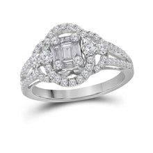  18kt White Gold Baguette Diamond Square Bridal Wedding Engagement Ring 3/4 Cttw