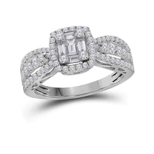 18kt White Gold Baguette Diamond Cluster Bridal Wedding Engagement Ring 3/4 Cttw