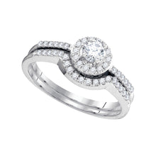  10k White Gold Round Diamond Bridal Wedding Ring Band Set 1/2 Cttw