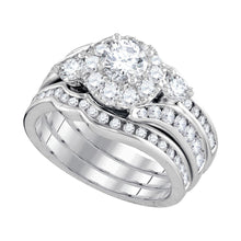  14k White Gold Round Diamond 3-Piece Bridal Wedding Ring Band Set 2 Cttw