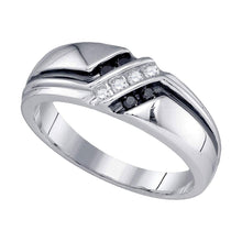  14k White Gold Mens Round Black Color Enhanced Diamond Band Ring 1/5 Cttw