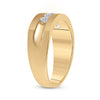 14k Yellow Gold Mens Round Diamond Wedding 5-Stone Band Ring 1/2 Cttw