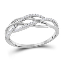  10k White Gold Womens Round Diamond Band Ring 1/8 Cttw