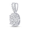 10k White Gold Womens Round Diamond Circle Frame Cluster Pendant 3/8 Cttw