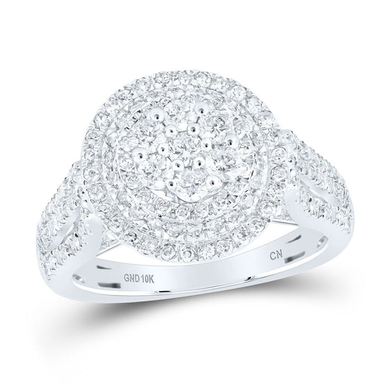 10k White Gold Womens Round Diamond Flower Cluster Ring 5/8 Cttw