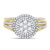 10k Yellow Gold Round Diamond Cluster Bridal Wedding Ring Band Set 7/8 Cttw