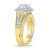 10k Yellow Gold Round Diamond Cluster Bridal Wedding Ring Band Set 7/8 Cttw