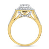 10k Yellow Gold Round Diamond Cluster Bridal Wedding Ring Band Set 7/8 Cttw