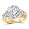 10k Yellow Gold Round Diamond Cluster Bridal Wedding Ring Band Set 7/8 Cttw