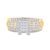 14k Yellow Gold Princess Diamond Cluster Bridal Wedding Engagement Ring 7/8 Cttw