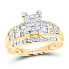  14k Yellow Gold Princess Diamond Cluster Bridal Wedding Engagement Ring 7/8 Cttw