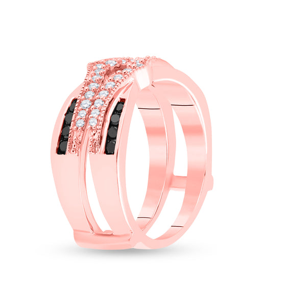 10k Rose Gold Womens Round Black Color Enhanced Diamond  Enhancer Wedding Band 1/2 Cttw