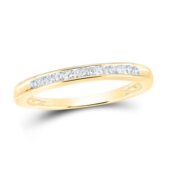 14k Yellow Gold Womens Round Channel-set Diamond Wedding Band 1/6 Cttw