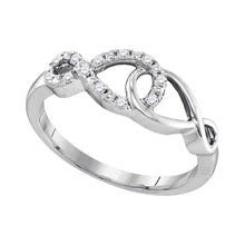  Sterling Silver Womens Round Diamond Fashion Ring 1/10 Cttw