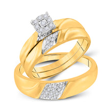  10k Yellow Gold His Hers Round Diamond Solitaire Matching Wedding Set 1/5 Cttw
