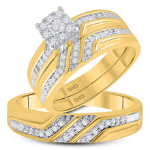  10k Yellow Gold His Hers Round Diamond Solitaire Matching Wedding Set 1/3 Cttw