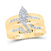 10k Yellow Gold His Hers Round Diamond Cluster Matching Wedding Set 1/3 Cttw