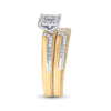 10k Yellow Gold His Hers Round Diamond Solitaire Matching Wedding Set 3/8 Cttw
