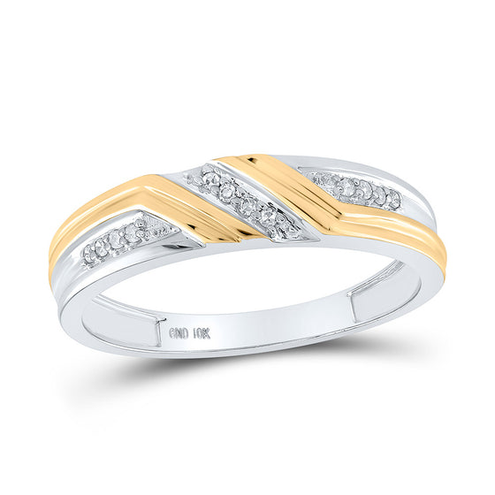 10k Two-tone Gold His Hers Round Diamond Cluster Matching Wedding Set 1/3 Cttw
