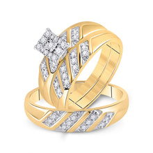  10k Yellow Gold His Hers Round Diamond Solitaire Matching Wedding Set 1/3 Cttw