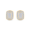 10k Yellow Gold Womens Round Diamond Cluster Earrings 1/4 Cttw