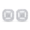 Sterling Silver Round Diamond Square Earrings 1/4 Cttw