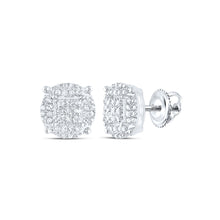  Sterling Silver Womens Round Diamond Circle Earrings 1/4 Cttw