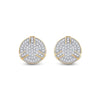 Yellow-tone Sterling Silver Round Diamond 3D Disk Circle Earrings 1/4 Cttw