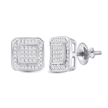  10k White Gold Round Diamond Square Earrings 1/4 Cttw