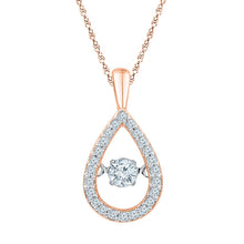  10k Rose Gold Womens Round Diamond Moving Twinkle Teardrop Pendant 1/4 Cttw