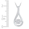10k White Gold Womens Round Diamond Moving Cluster Teardrop Pendant 1/6 Cttw