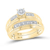 10k Yellow Gold His Hers Round Diamond Solitaire Matching Wedding Set 1/6 Cttw