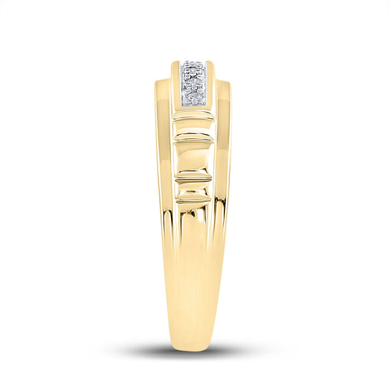 10k Yellow Gold His Hers Round Diamond Solitaire Matching Wedding Set 1/6 Cttw