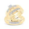 10k Yellow Gold His Hers Round Diamond Solitaire Matching Wedding Set 1/6 Cttw