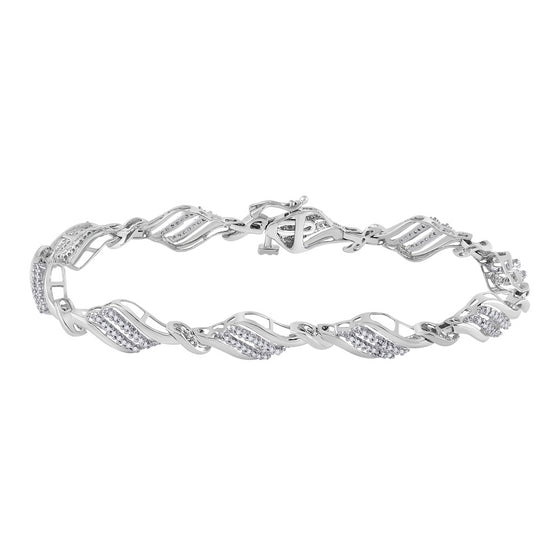 10k White Gold Womens Round Diamond Fashion Bracelet 1/2 Cttw