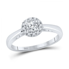  10k White Gold Round Diamond Solitaire Halo Bridal Wedding Engagement Ring 1/3 Cttw