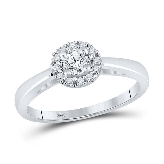 10k White Gold Round Diamond Solitaire Halo Bridal Wedding Engagement Ring 1/3 Cttw