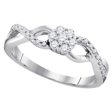  10k White Gold Womens Round Diamond Cluster Ring 1/4 Cttw