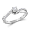 10k White Gold Round Diamond Solitaire Bridal Wedding Engagement Ring 1/8 Cttw