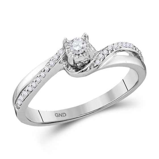 10k White Gold Round Diamond Solitaire Bridal Wedding Engagement Ring 1/8 Cttw