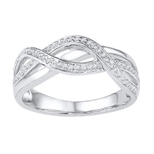  10k White Gold Womens Round Diamond Twist Band Ring 1/5 Cttw